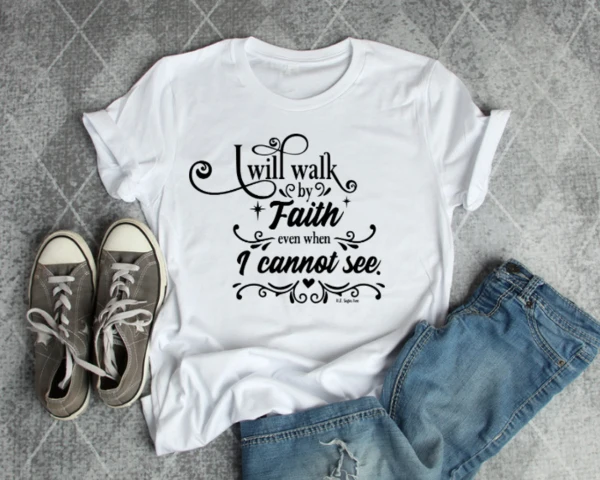 Модная хипстерская женская футболка с надписью Walk in Faith мотивом христианского