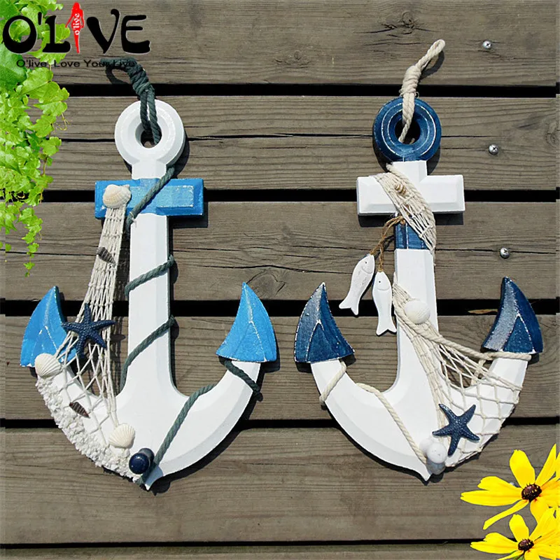 Wooden Anchors Decoration Vintage Home Decor Marine Mediterranean Style Nautical Decor Crafts Hanging Wall Decoration Bar Aliexpress