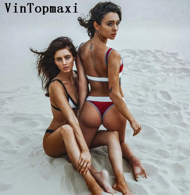 Hot Brazilian Bikini 2018 Sexy Sport Bathing Suit Low Chest Push Up Swimsuit Female Hit Color Bandage Swimwear Thong Biquinis |
