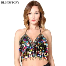 BLINGSTORY шикарный фестиваль Кристалл блесток кроп Топы металлическая цепь Одежда для ночного клуба, для танцев Вечеринка Сексуальные Топы для женщин Клубная одежда