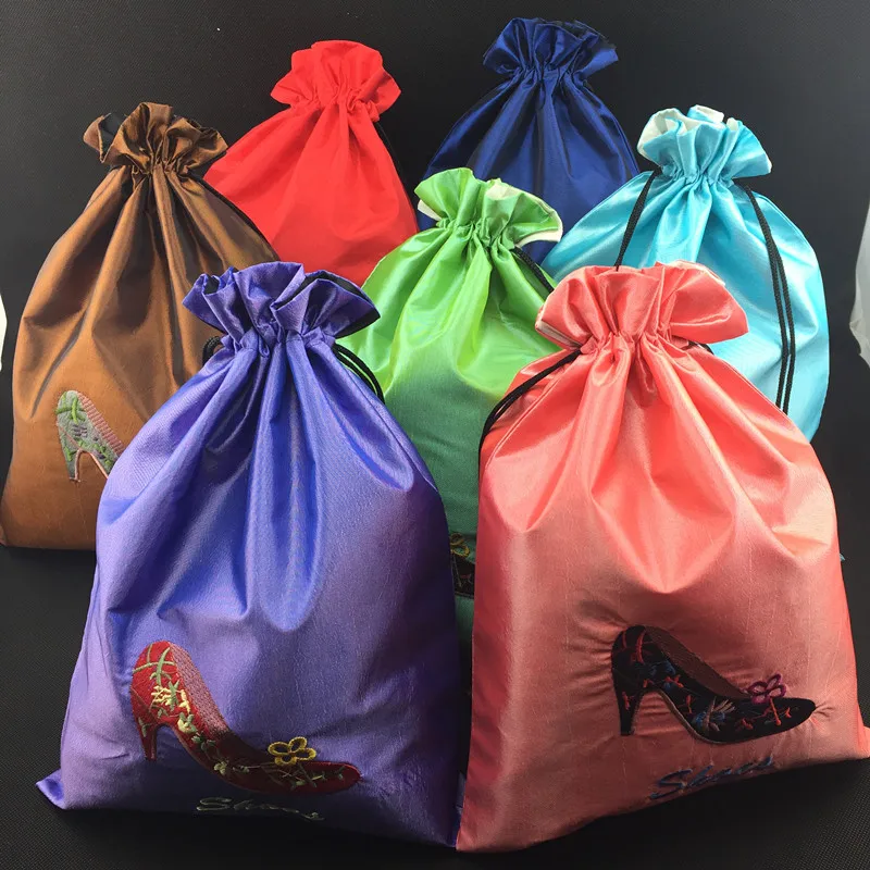 Lot 4pcs Shoe Bags Chinese Traditional Handmade Lovely Embroidered High
