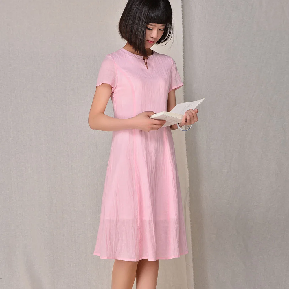 Popular Pink Linen Dress-Buy Cheap Pink Linen Dress lots from ...