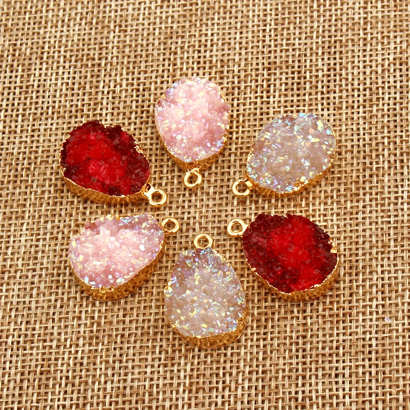 

2pcs 25mm Resin Eardrop Jewelry Making Charms Red Color Bohemia Irregular Dangle Drop Earrings Necklace Bracelet Findings F215