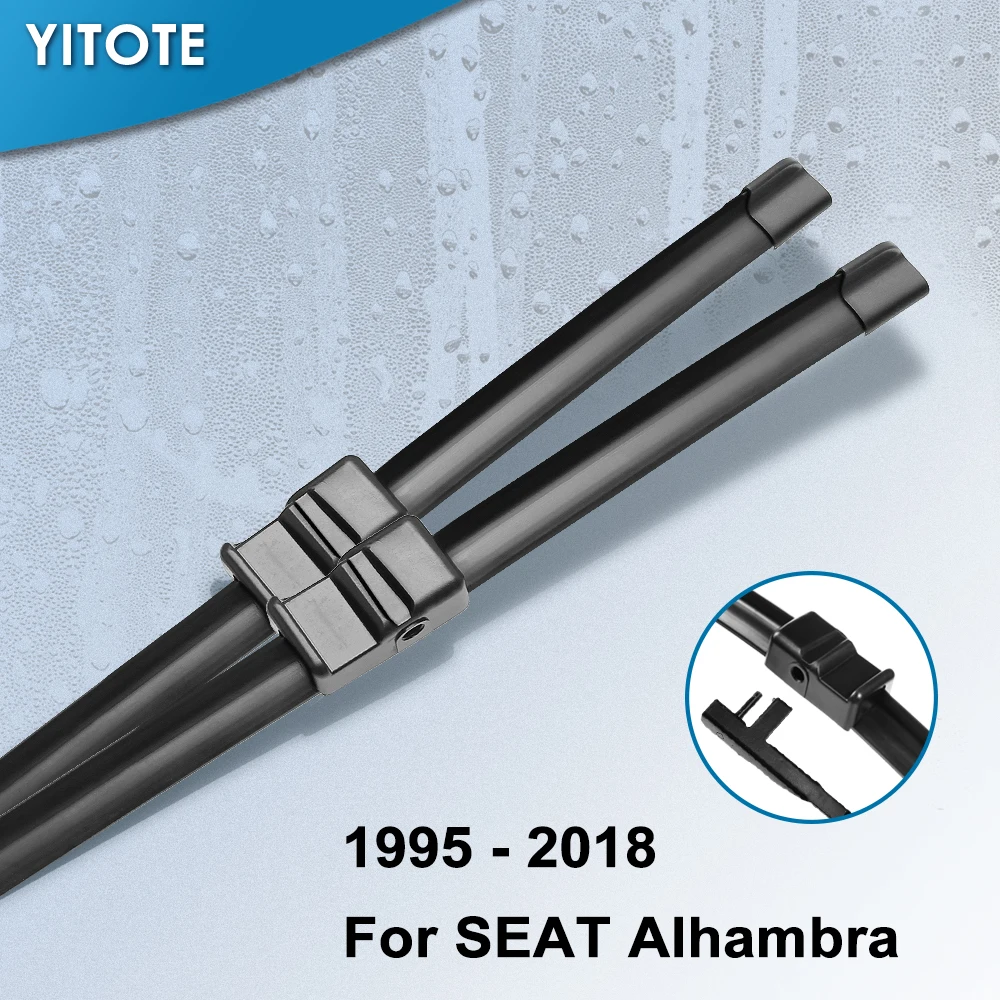

YITOTE Windscreen Wiper Blades for SEAT Alhambra Fit Side Pin Arms / Heavy Duty Hook /Push button Model Year from 1995 to 2018