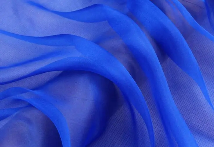 

Howmay 100% pure silk fabric chiffon 5m/m 140cm 55" sapphire blue 90# color for scarf dress scarf decoration