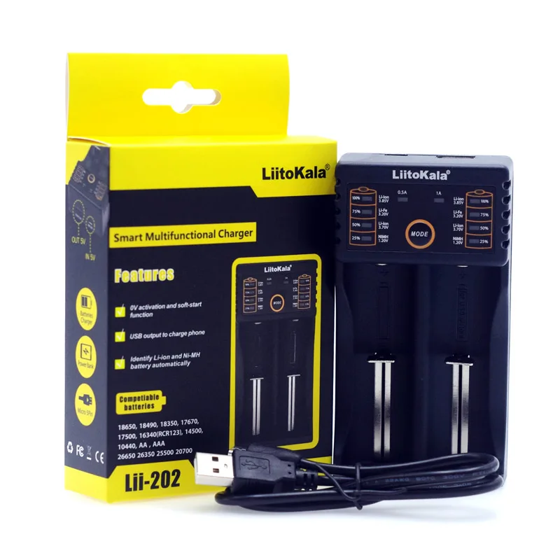 Liitokala 18650 Battery Charger Lii402 Lii202 Lii100 LiiS1 1.2V 3.7V 3.2V AA/AAA 26650 NiMH li-ion Smart battery Charger EU Plug Liitokala 18650 Battery Charger Lii402 Lii202 Lii100 LiiS1 1.2V 3.7V 3.2V AA/AAA 26650 NiMH li-ion Smart battery Charger EU Plug