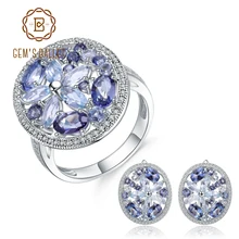GEM'S BALLET, натуральный голубой топаз, Мистический Кварц, кольцо, серьги, 925 пробы, серебро, драгоценный камень, винтажный набор украшений для женщин