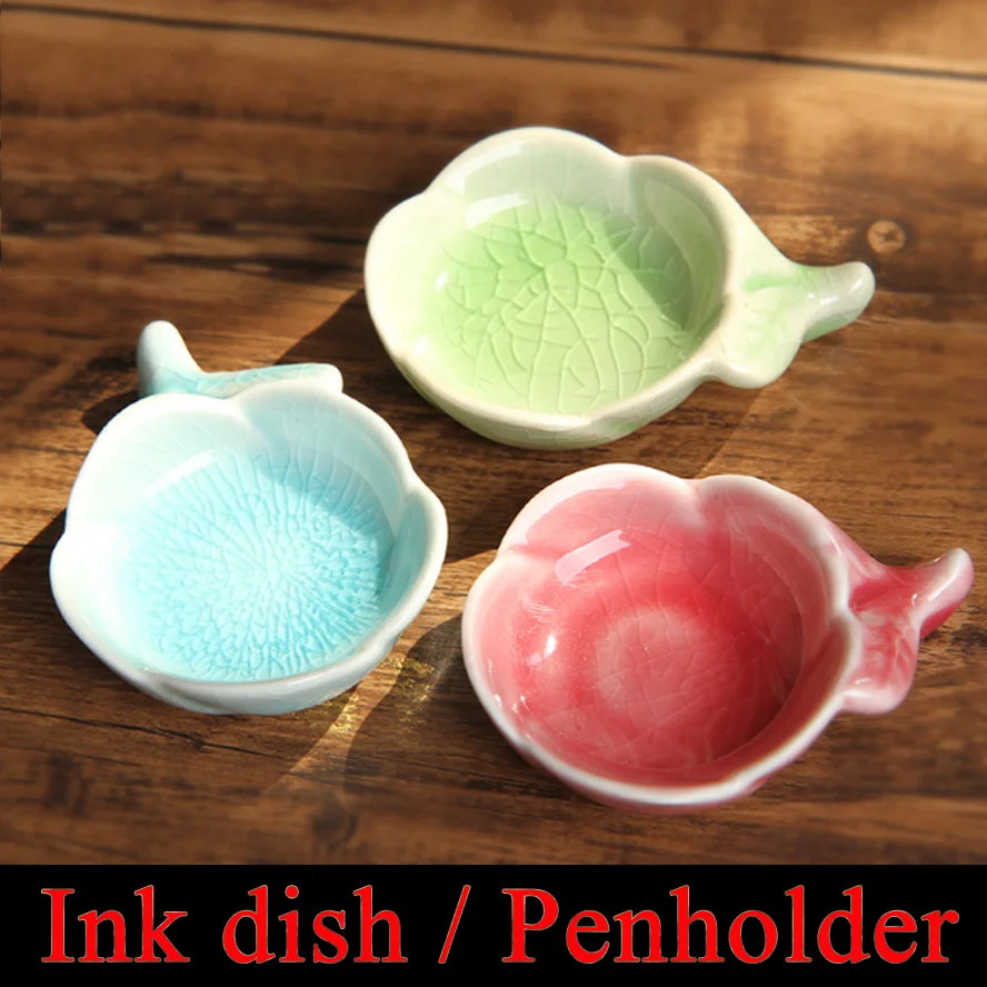 Beste 1 stuk keramische Coloring plaat Chinese inkt gerecht Penhouder voor kwast kalligrafie schilderij borstel pen Art schoolbenodigdheden