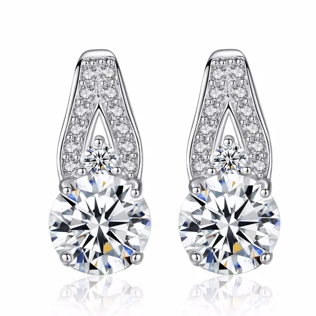 Fashion Elegant Zircon Vintage Stud Earrings Design S925 Sterling Fashion Elegant Zircon Vintage Stud Earrings Design S925 Sterling Silver Wedding