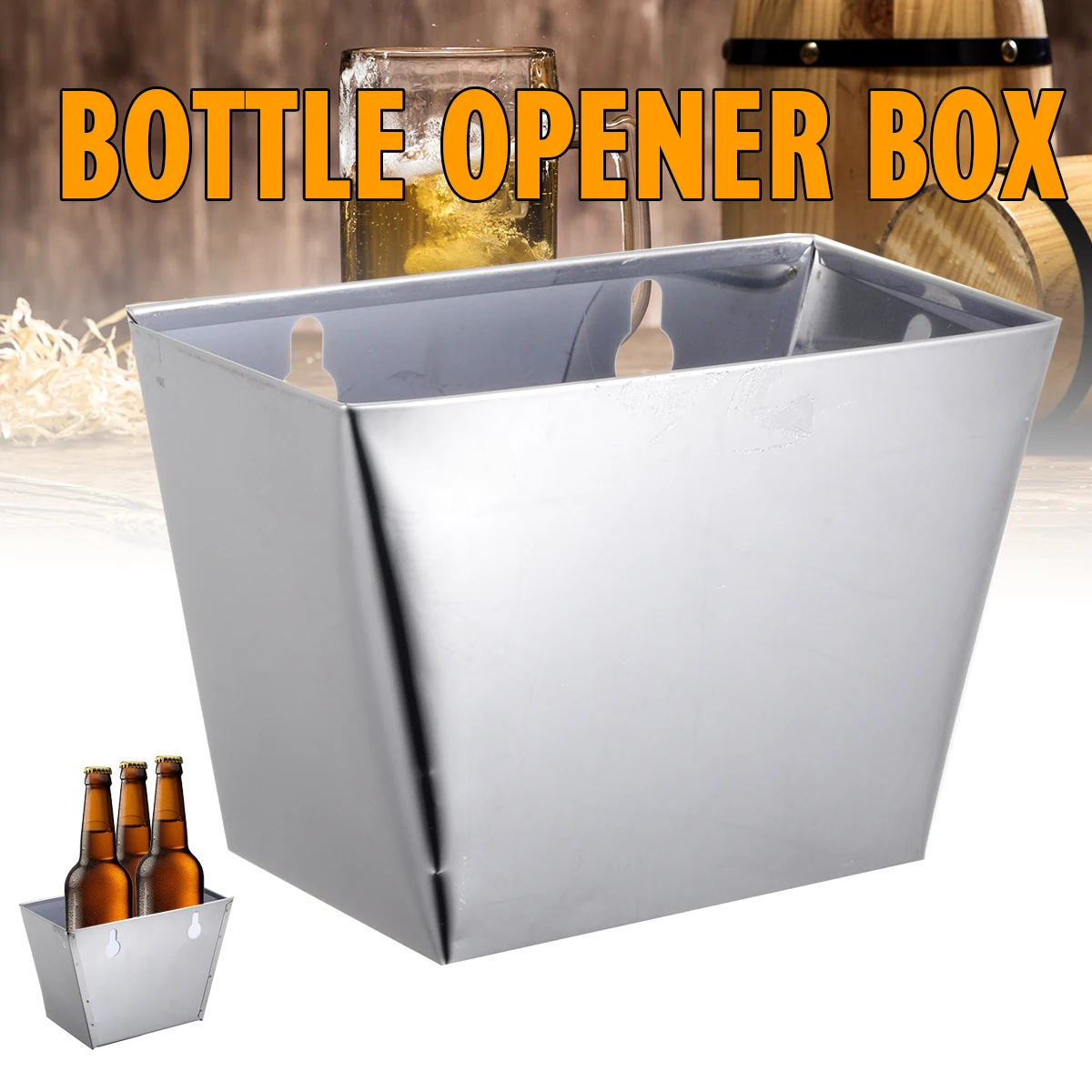 Stainless Steel Bottle Opener Bin Wall Mounted Bar Beer Cap Catcher Box with Screws For Bar Club Holder Decor