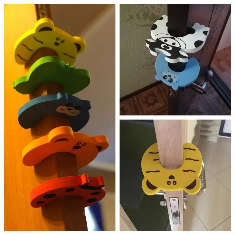 5Pcs Safety Card Stopper Clip Finger Safety Guard Care Products Baby Door Clamp Cartoon Cute Animal Child Kids Door
