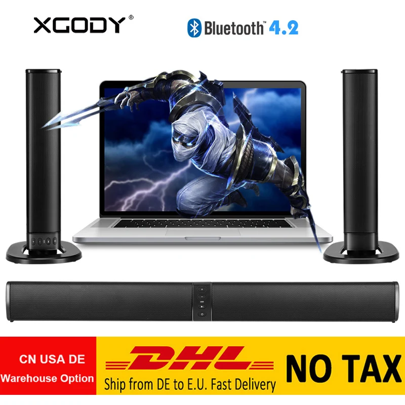 

XGODY 2 in 1 Soundbar Bluetooth Speaker Aux In USB TF Card Player Sound Bar for Home Theater Music Movie Portable Speakers