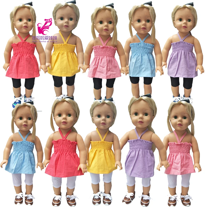 

18 inch girl doll cloth strap vest skirt tights pants for 43cm baby doll accessory