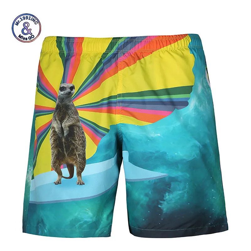 

Quick Dry Mens 3D Print Animal Colorful Beach Board Shorts With Pockets Siwmwear Bermudas For Men Summer Mens Shorts
