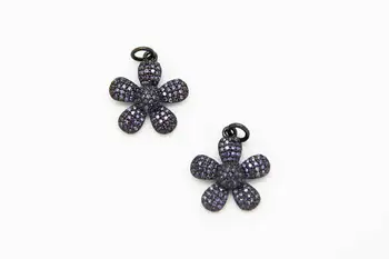 

Amethyst CZ Micro Pave 18mm Flower Pendant With CZ Bail
