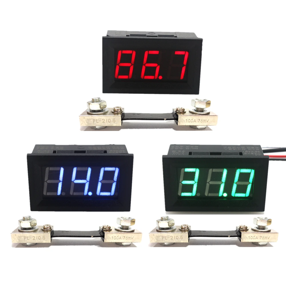 

3 Digital Ammeter DC 0-100A Current Ammeter ampere amp meter power supply DC 4.5-28V and 100A/75mV shunt resistor