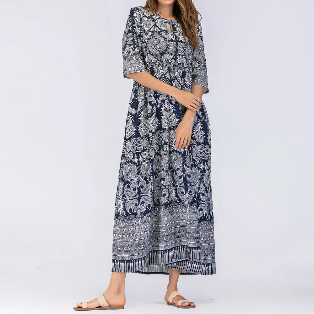 

Womens Half Sleeve Wave Point Fashion Ladies Casual Evening Paty Long Dress