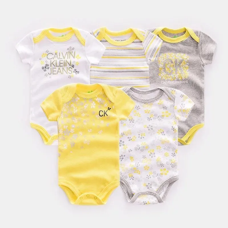 Комплект летней одежды для малышей, одежда из хлопка для новорожденных 5 шт./лот, комбинезон с короткими рукавами, милый комбинезон для маленьких мальчиков и девочек возрастом от 0 до 12 месяцев - Цвет: 3
