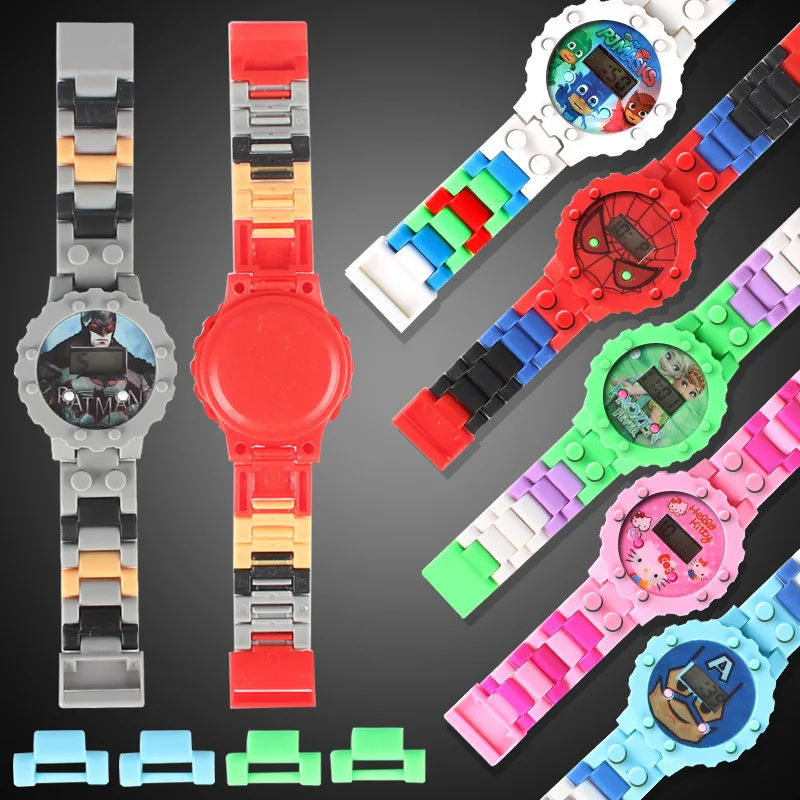 

1pc Marvel Super Heroes The Avengers Digital Watch Blocks Baseplate DIY Educational Toys Funny Watches Brick Base Plate