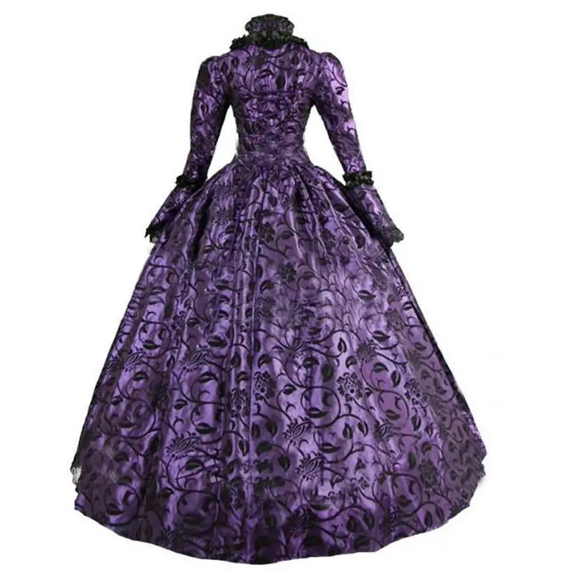 Индивидуальные летние готические викторианские вечерние платья для Хэллоуина голубого и фиолетового цветов, маскарадные Бальные платья для женщин