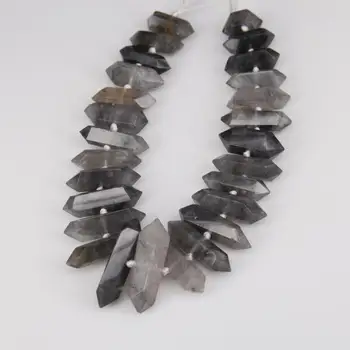 

Double Stick Cloud Quartz Faceted Nugget Center Drilled Points Pendants strand,Natural Stones Raw Crystals Graduated Spike Beads