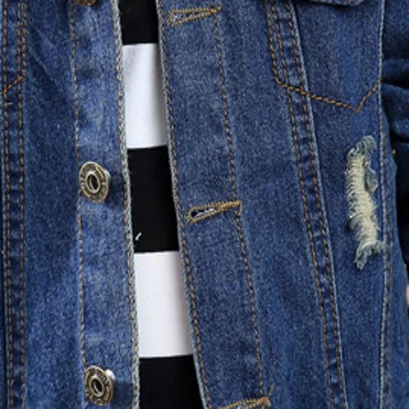 Новая коллекция весна-осень высокое качество рваная джинсовая куртка для девочек модная куртка для девочек детская куртка F217