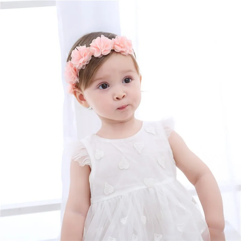 New Cute Sweet Headdress Children's Hair Accessories Newborn Children New Baby Girl Flower Headband Pink Hair Band