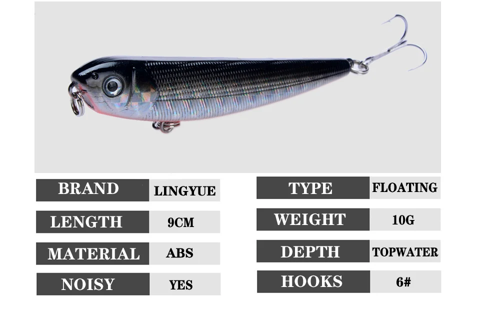 LINGYUE 1 шт. жесткая приманка для рыбалки карандаш Topwater плавающая Isca искусственная приманка 90 мм 10 г кренкбейт воблер Pesca для щуки Бас