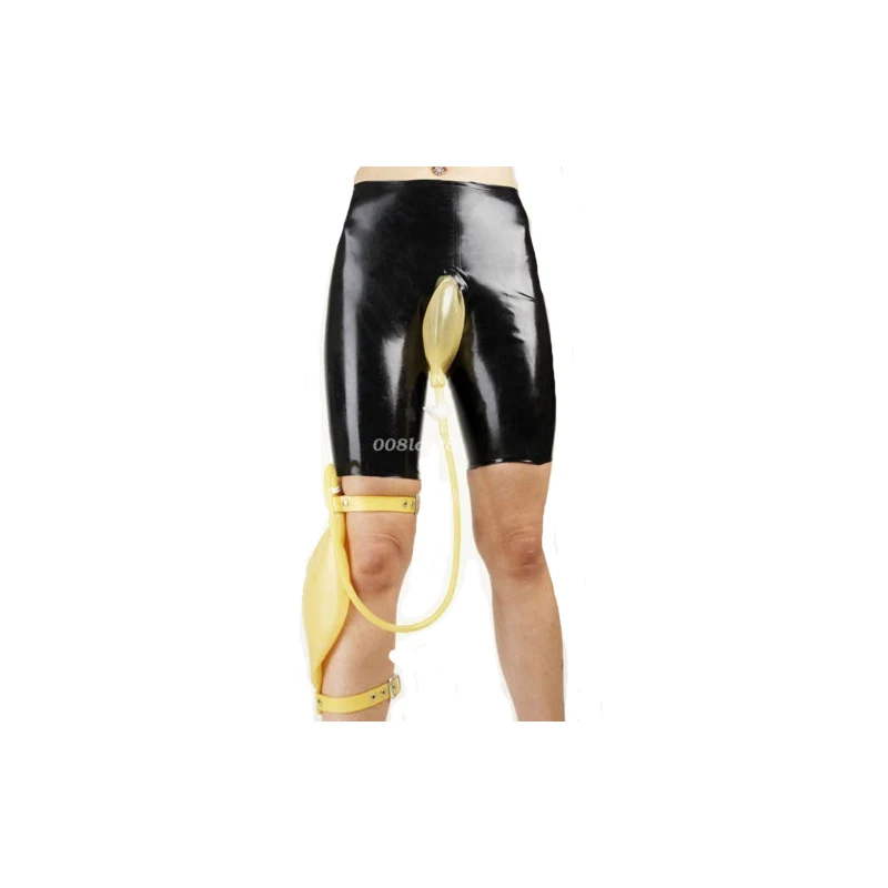 

100% Latex Rubber Unique Shorts Briefs Knee-Length Shorts Black Size XXS-XXL