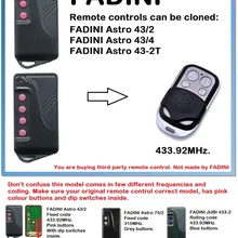 FADINI Astro 43/2, 43/4 универсальный пульт дистанционного управления Управление Дубликатор duplo и 4-канальный 433,92 МГц.(Только для 433,92 передатчик УКВ-диапазона(код
