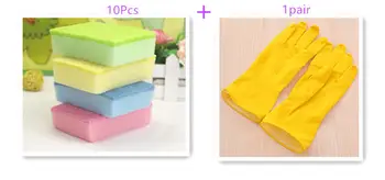 

10 pieces 100*70*25mm Multicolor High Density Nano Emery Magic Melamine Sponge Latex gloves For Cleaning Homeware Kitchen Sponge