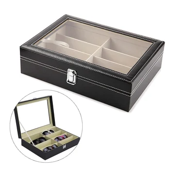 

8 Slot Slots Lot PU Leather Display Sun Glasses Eyewear Organizer Storage Box