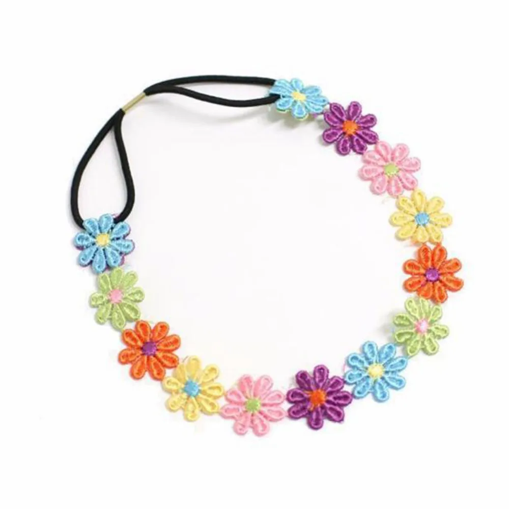 

1PC Girl Kids headband unique Embroidered Flowers Headband Hair Accessories Headwear cute flower crown hair accessories #48