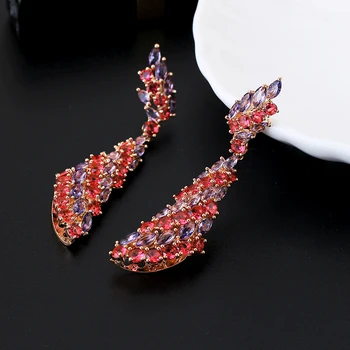 

Irregular Luxury Spiral Earrings Top AAA+ Zirconia Paved Pendant Drop Earrings XIUMEIYIZU Fashion Women Banquet Jewelry