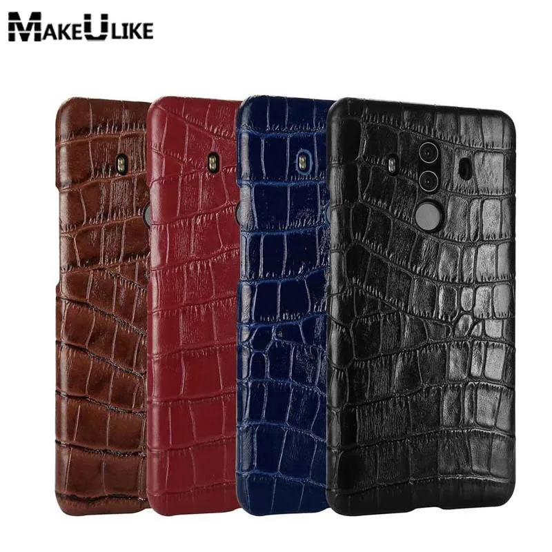 

MAKEULIKE Genuine Leather Back Case For HuaWei Mate 10 Pro Cover Alligator Phone Bag Cases For HuaWei Mate 10Pro Back Case