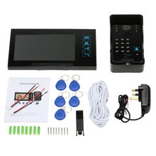 Wired Press Key 7 Inch Video Door Phone Intercom Doorbell System Kit Night-Vision 1 Rfid Keypad Code Ir Camera +1 Monitor yobangsecurity 5 units apartment video intercom 7 inch monitor wired video doorbell door phone speakphone intercom system kit