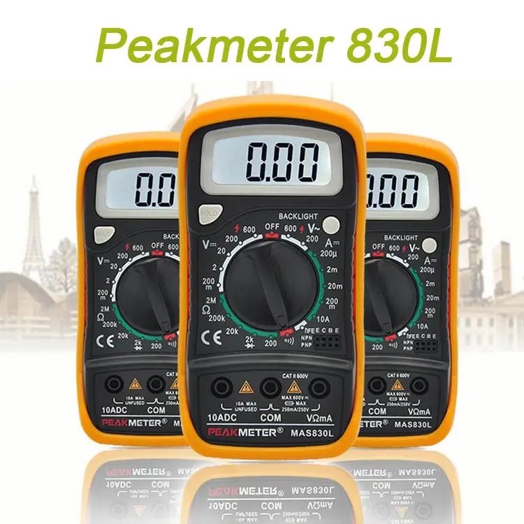 Официальный PEAKMETER MAS830L портативный ручной мультиметр для постоянного или переменного тока Измеритель сопротивления напряжения