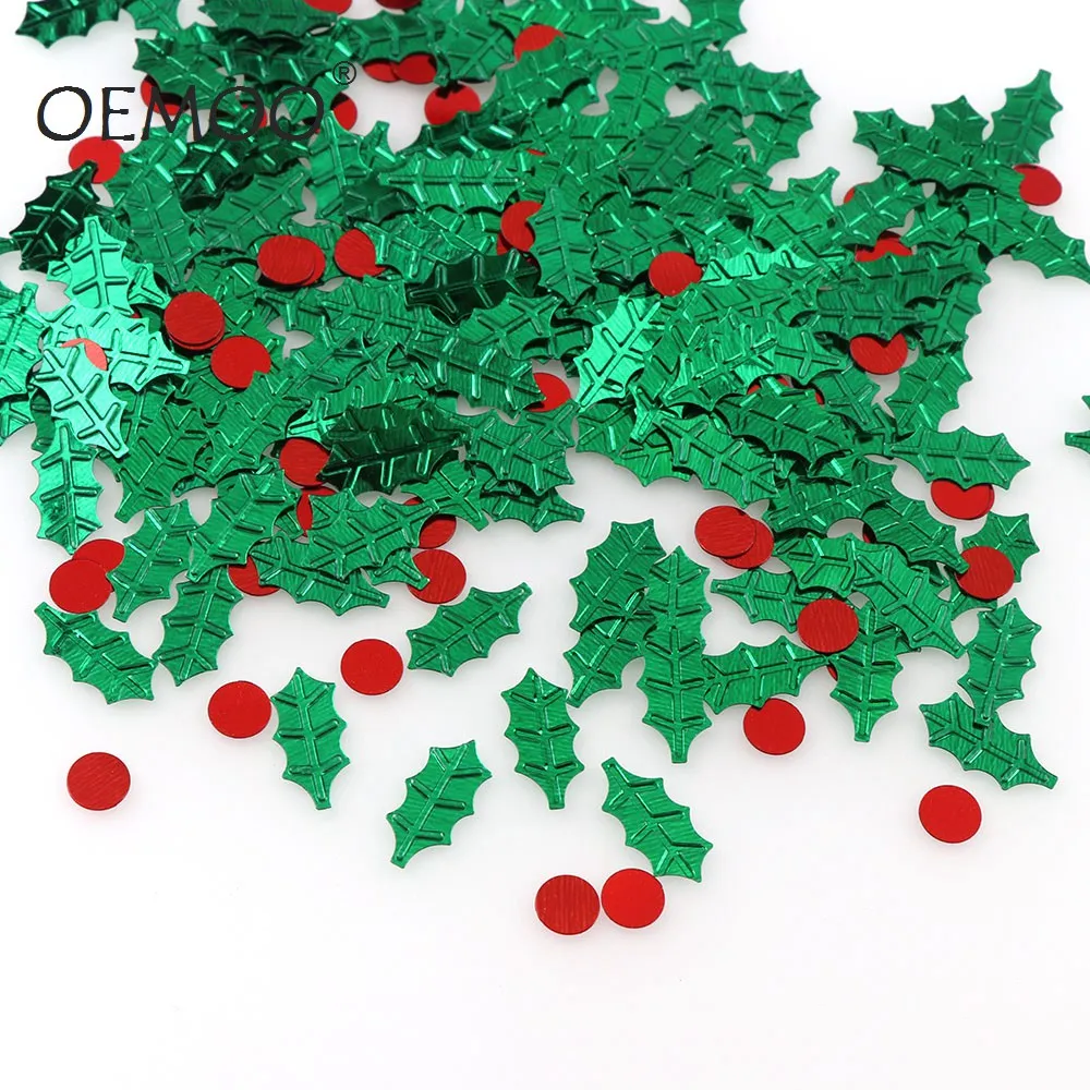 15g Christmas Tree Christmas Green Leaves 8*16mm Holly Berry 7mm
