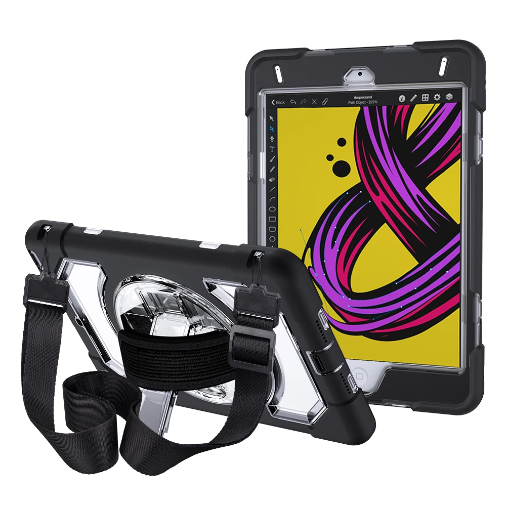 

Miesherk Case with Leather Strap for iPad mini 5 2019 case, Adjustble Shoulder Strap, 360 Degree Kickstand Case for iPad mini5