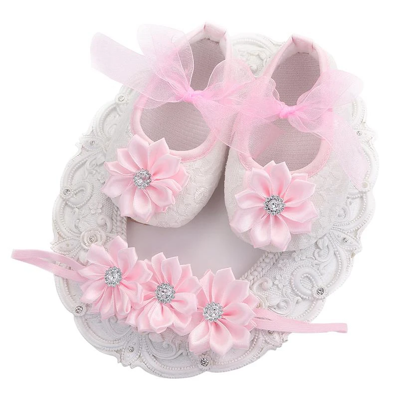 Новорожденного обувь девочек Бабочка-узел для отдыха детские первые ходоки девушка обувь для малышей Schoenen оголовье, набор - Цвет: 2J2013