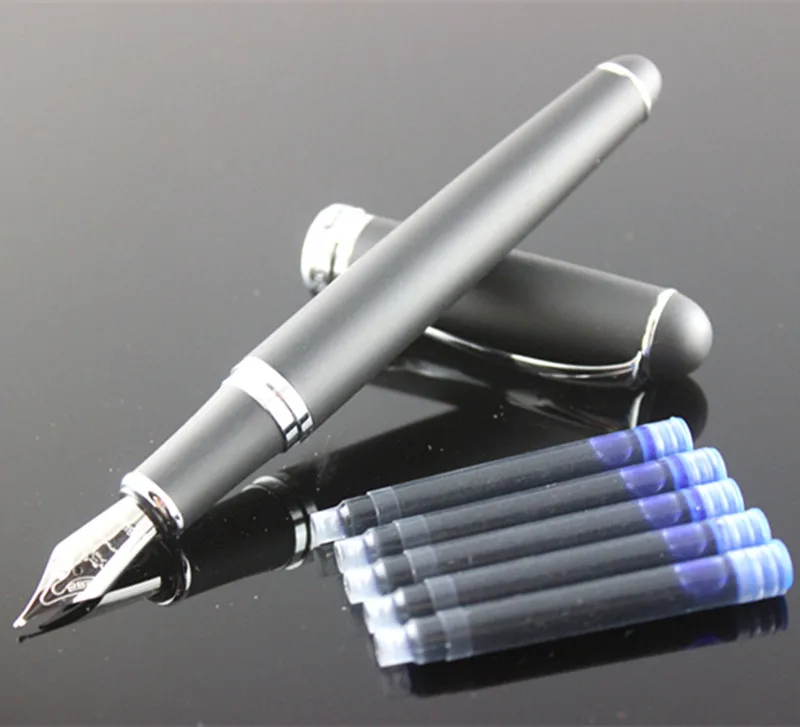 

jinhao x750 Matte Black Fountain Pen Student Study Writing Gifts Office metal Business Fine Nib Ink pen Without Pencil Box