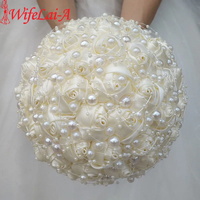 

WifeLai-A New Ivory Cream Pearls Brooch Wedding Bouquets buque de noiva Bridal Wedding Bouquets Festival Flowers W3018-17