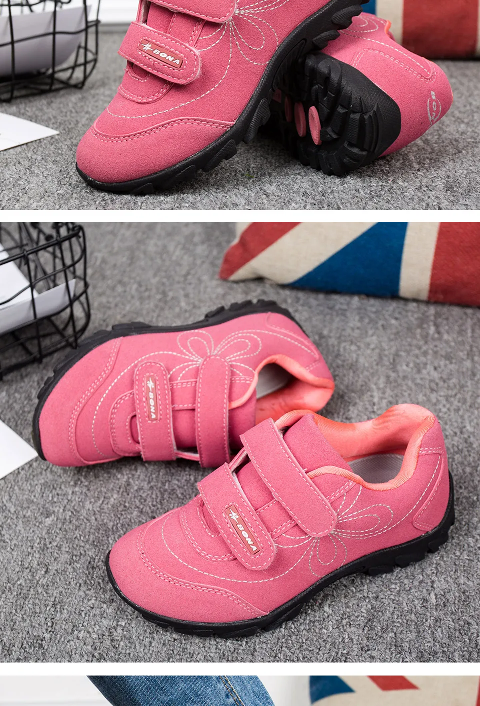 Bona New Arrival Hot Estilo Casual Meninas Calçados Hook & Loop Calçados Infantis Confortáveis Tênis Meninas Luz Suave Frete Grátis 28 casuais hook & loop crianças sapatos confortáveis