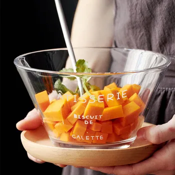 

French Letter glass salad soup bowl sloping Fruit bowl