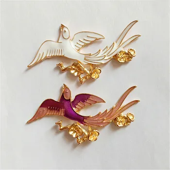 

10 PCS 33mm*62mm Fashion Metal Alloy KC Gold Drops Of Glaze Phoenix Connectors Charms Findings For Jewelry Making