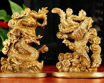

SCY 830+++A pair of pure copper, dragon and Phoenix pieces