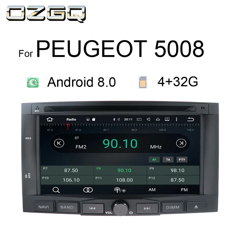 

OZGQ Android 8.0 32G Car Autoradio Multimedia Player For Peugeot 3008 5008 GPS Navigation Bluetooth Radio Video Music Stereo