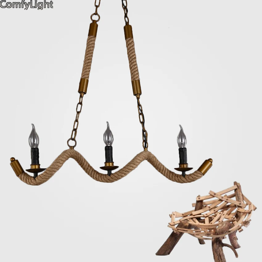 3 Heads Candle Antler pendant light American Retro Resin Deer Horn