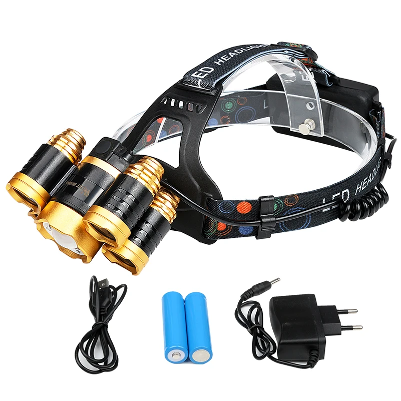 Perfect WEST BIKING Bike 5LED Headlamp Super Bright Gold Zoomable 4Modes Waterpoof T6 Cycling Head Light USB Recharge Bicycle Head Torch 23