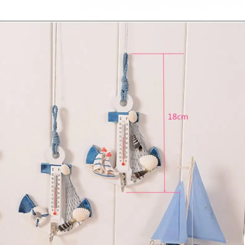 Современный домашний модный настенный крючок деревянный термометр в виде якоря Морской Декор